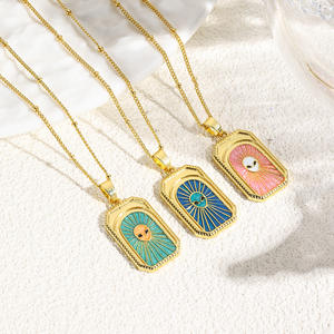 Collar con colgante de tarjeta de <span class=keywords><strong>Tarot</strong></span> fantasma de 18 quilates Chapado en cobre de lujo ligero, retención de Color, goteo de aceite, joyería de moda para mujer - Product Image 2