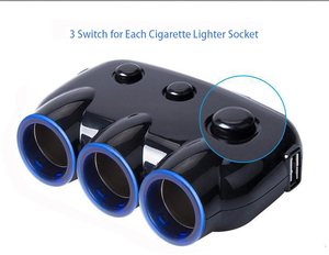 Ổ Cắm Bộ Chuyển Đổi 12V/24V Bật Lửa Xe Hơi <span class=keywords><strong>3</strong></span> Cách Phổ Thông Bộ Chia Nguồn 120W Với Công Tắc Bật Tắt Và Đèn LED Mạch - Product Image 3