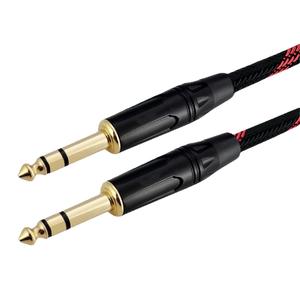 Cable de audio de 6.3mm TRS macho a macho, trenzado con nailon blindado, para guitarra, bajo, teclado, audio y video. - Product Image 4
