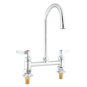 Grifo de cocina de latón con doble orificio y doble manija, fácil de limpiar, cromado, para fregadero profesional - Product Image 1