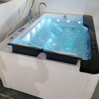 Baignoire de massage en acrylique pour 2 personnes, bain à remous de luxe pour hôtel, bain autoportant avec hydromassage