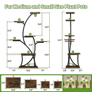 Support de plantes et lampe de culture multi-niveaux en fer stable, écologique, avec revêtement en poudre, design nordique, pour usage intérieur/extérieur - Product Image 4