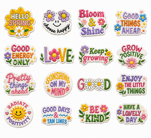 Toppa Ricamata Personalizzata con <span class=keywords><strong>Motto</strong></span> Positivo, Floreale, Ispirazionale, Fustellata, Multicolore, Termoadesiva o da Cucire per Abbigliamento, Borse, Cappelli - Product Image 1