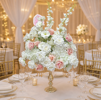 Offre Spéciale – Grandes compositions florales de roses artificielles en soie blanches pour centres de table de mariage (50 cm, 60 cm, 70 cm, 80 cm)