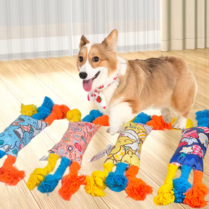 Juguete Masticable de Cuerda para Perros, Ecológico y Duradero, Diseño de Nudo de Caramelo con Sonido, para la Limpieza de los Dientes de los Cachorros - Product Image 1