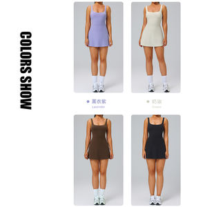 夏季裸体感觉方领无袖美女背部内置口袋短裤健身房高尔夫瑜伽网球裙 - Product Image 2