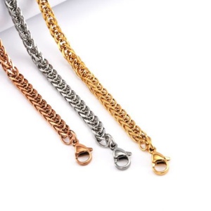 Hot Selling Stainless Steel Chopin Chain <b>Necklace</b> Jewelry Gold Plated Wheat Chains - Product Image 6