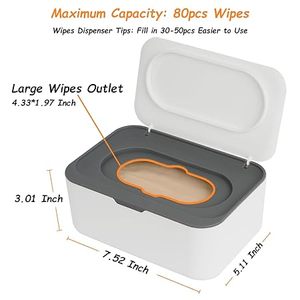 Distributeur de lingettes, support de lingettes pour bébé/adulte, conteneur de lingettes rechargeable, garde les lingettes propres, antidérapant, facile à ouvrir/fermer, étui pour lingettes - Product Image 3
