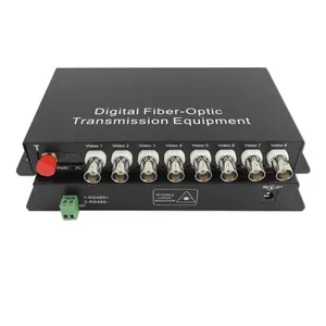 Analog Fiber Video Extender 8CH Video to Optical Media Converter 8ch Video RS485 Data FC 20km for Analog Camera