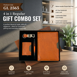 Set de Regalo Profesional 4 en 1 con Cuaderno A5, Bolígrafo Metálico, Tarjetero y Llavero de Cuero Sintético para Regalos Corporativos de Oficina - Product Image 2