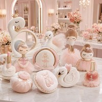 Coffret Cadeau Cosmétique Princesse Cygne Ballerine en Peluche Rétro, Jouet de Maquillage Rose en Forme de Cygne pour Fille