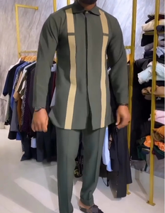 Herren Casual 2-teiliges Smart Set Langarm Turn Collar Beige Strick hemd Hose Größen X XX XXX Atmungsaktive Polyester Baumwolle 2 3 - Product Image 3