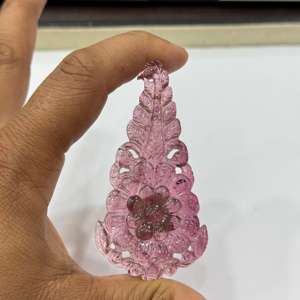 Pierre de tourmaline rose de haute qualité sculptée, sculpture fantaisie en tourmaline rose naturelle, produit en vrac fait à la main - Product Image 2