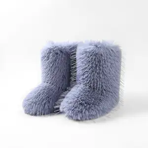 Новые повседневные лыжные ботинки на заказ, теплая резиновая обувь на плоской подошве, женские пушистые сапоги из искусственного меха, зимние монгольские зимние сапоги для женщин