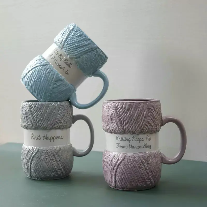 Novedad de regalo | De Color azul taza de café de cerámica con realista hilo detallando | Increíble regalo de Día de la madre