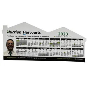 2024 Year Real Estate Paper Customized House Die Cut Shaped Fridge Magnet Calendar