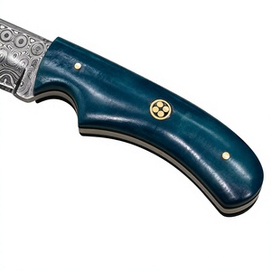 Premium Damascus Steel Camping <b>Knife</b> <b>Bone</b> <b>Handle</b> <b>Knives</b> OEM Logo Leather Sheath pocket knifes - Product Image 3