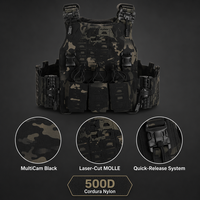 Gilet tactique à libération rapide pour hommes, en nylon haute résistance avec fermeture éclair et fermoir, système MOLLE, gilet d'extérieur réglable
