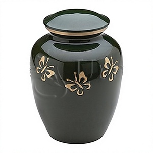 Purple Cremation Urn with <b>Butterfly</b> Design for Adult Ashes Decorative Large Brass Memorial Urn With Lid & Free Velvet Bag - Product Image 2