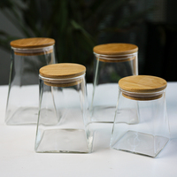 Bocaux en verre hermétiques avec couvercles en bambou, récipients de cuisine transparents, contenants écologiques pour le stockage des aliments secs, des biscuits, des bonbons et des épices