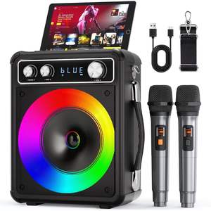 Máquina de Karaoke VOSOCO Portátil con Batería, Altavoz con 2 Micrófonos Inalámbricos, Luces LED, USB/USB-C para Uso Doméstico - Product Image 1