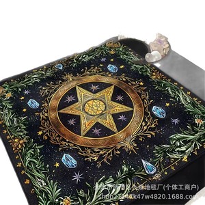 Embroidered Zodiac <b>Tablecloth</b> <b>Square</b> Velvet Mat Starry Sky Pattern Magic Backdrop For Tarot Card Game - Product Image 5