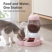 Distributeur d'eau et de nourriture interactif automatique 2-en-1 pour animaux de compagnie, en plastique, 2,2 L, recharge automatique par gravité, fonctionnement manuel, pour chat et chien, remplaçable