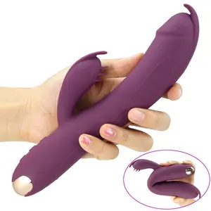 10 Modos de Vibração Dobrado Coelho Vibradores Masturbador Feminino G Spot Tongue Vibrador Massager Mulheres Sex Toys