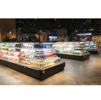 Réfrigérateurs ouverts multi-étagères étroites à commande à distance pour supermarchés, équipement de réfrigération, vitrine semi-multi-étagère