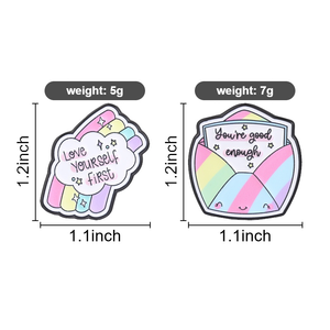 Épinglette en émail « Aime-toi d'abord » avec citations nuage arc-en-ciel, broche en métal « Tu es suffisamment bien » avec enveloppe arc-en-ciel, badge bijou pour sac ou revers - Product Image 2