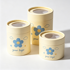 Custom Eco-Friendly Cute Round Paper Tube <b>Box</b> Four Color Printing with <b>Clear</b> Window Lid for <b>Gift</b> Packaging - Product Image 4
