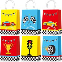 Sacs de fête à thème de voiture de course avec poignées de drapeau à carreaux Sacs cadeaux pour anniversaire ou décoration de la Saint-Valentin