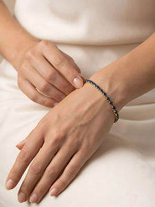 Pulsera de cadena chapada en oro JURA JEWELS Midnight Sapphire Golden Flora Tennis Classic, pulsera de cadena chapada en oro para mujer - Product Image 2