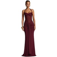 Nouvelle Robe Longue Plissée Élégante pour Femme 2025 – Modèle Sexy Halter Bodycon Dos Nu Tendance pour l'Été – Idéale pour le Commerce International