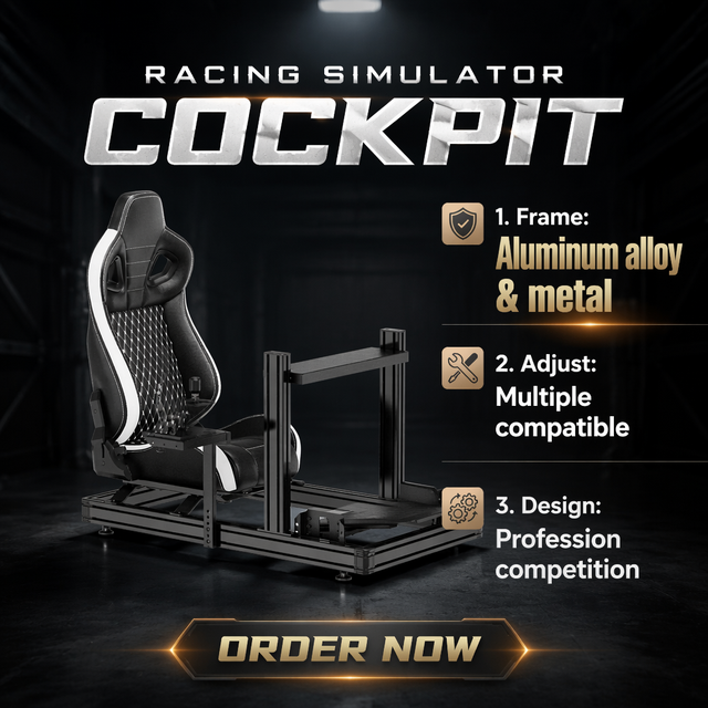 Professional Heavy-Duty Aluminum Alloy Adjustable Racing Simulator Cockpit for Car Racing Games with 1-Year Warranty