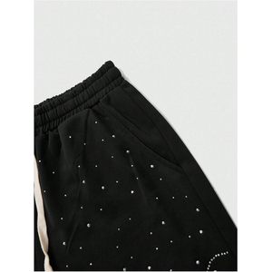 กางเกงวอร์มขาบานผู้ชายทรงหลวม เอวยางยืด แต่งเพชร ร้อยเชือกผูกเอว ผ้าฝ้าย ระบายอากาศ สไตล์สตรีทแวร์ - Product Image 5