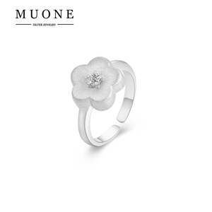 Bague <span class=keywords><strong>de</strong></span> luxe réglable en argent sterling 925 plaqué or rhodium avec zircon fleur <span class=keywords><strong>de</strong></span> prunier mariage ou mariage pile pour <span class=keywords><strong>les</strong></span> filles - Product Image 1
