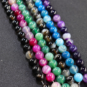 Cuentas Sueltas de Ágata <span class=keywords><strong>Sara</strong></span> Multicolor con Rayas de Alta Calidad para la Fabricación de Joyas, Cuentas de 10 mm - Product Image 1