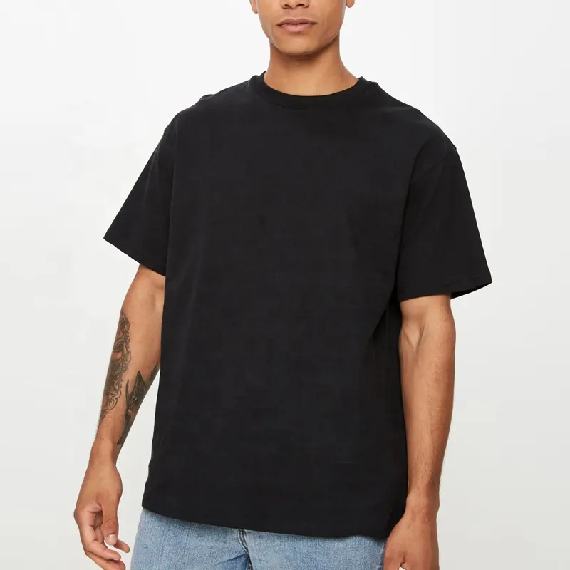Оптовая продажа, Высококачественная футболка большого размера, тяжелая, 100% хлопок, в стиле хип-хоп, черные футболки на заказ