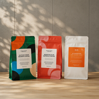 Sachet d'emballage de café avec fermeture éclair, pochette verticale pour café moulu, pour torréfacteurs et cafés, vente en gros en vrac