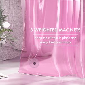 Forro de cortina de ducha transparente rosa de 72x72 pulgadas Forro de cortina de ducha Peva Premium con ojales a prueba de herrumbre y 3 imanes - Product Image 4