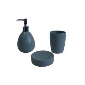 Ensemble d'accessoires de salle de bain en céramique et grès Hengfei, style nordique, écologique, avec logo personnalisé, kit de bain 3 pièces moucheté, vente en gros - Product Image 1