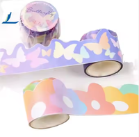 Set pita Washi perempuan lucu cetak kustom bentuk berbeda tahan air perekat akrilik meleleh panas satu sisi