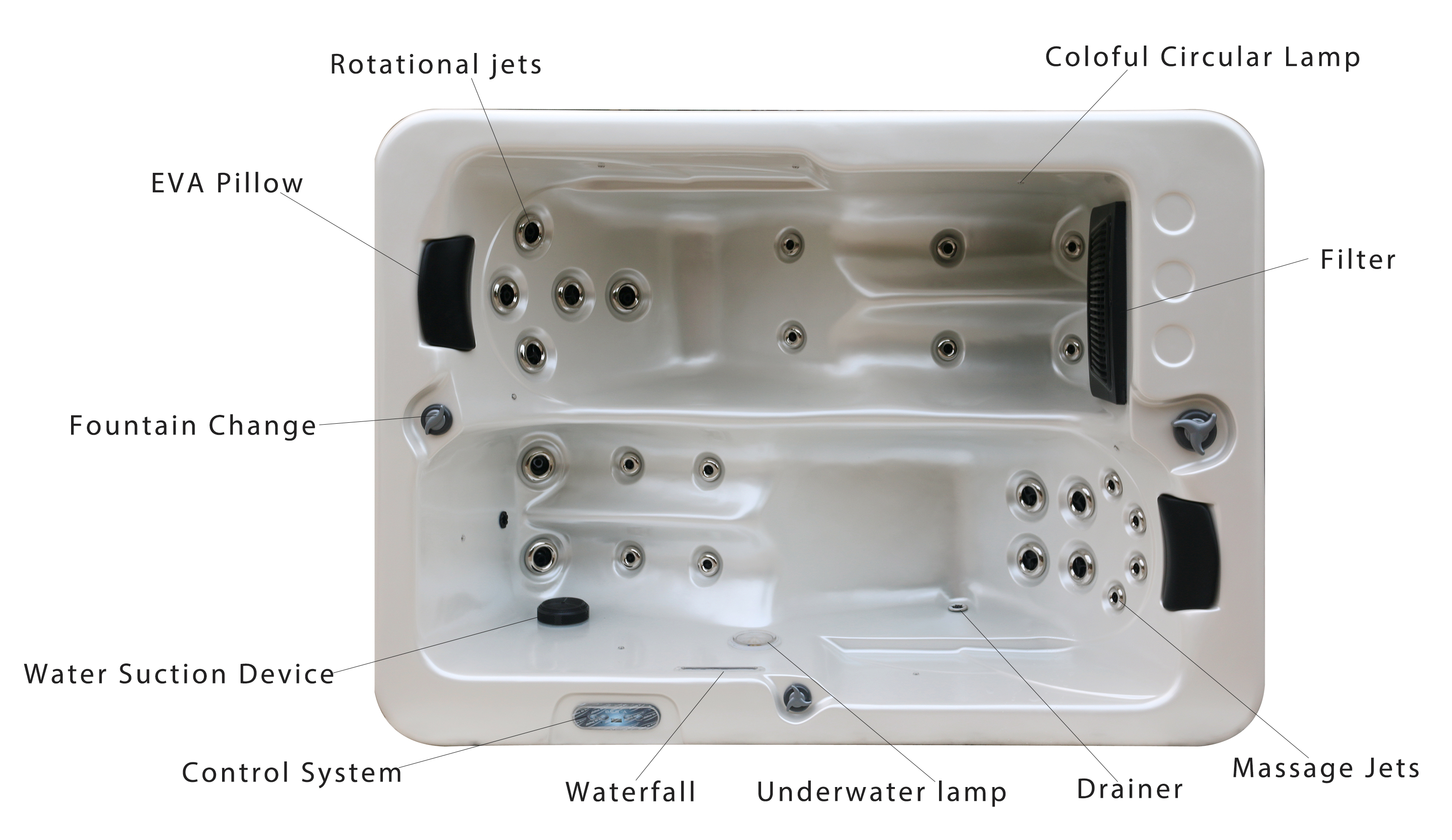 2 Lounges Air Jets Massage Hot Tubs Whirlpool Bathtub For Garden