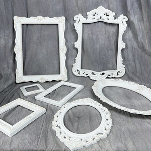 European Retro White Wooden Photo <b>Frame</b> Heart Shape Ornate Tabletop Decor Venue Prop DIY Home Decoration - Product Image 2