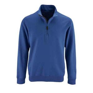 <b>Mens</b> Half Zip Pullover Sweatshirt Blue Casual Quarter Zip <b>Fleece</b> <b>Jumper</b> Warm Winter Soft Long Sleeve Cotton Knit Top - Product Image 1