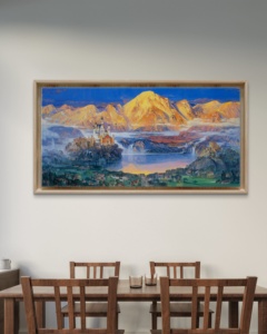 Reproduction sur toile de qualité muséale du chef-d'œuvre original signé par l'artiste Zhang Jishi - Thème Régale Royaume des Lumières - Décoration intérieure Art Déco blanche personnalisable - Product Image 5