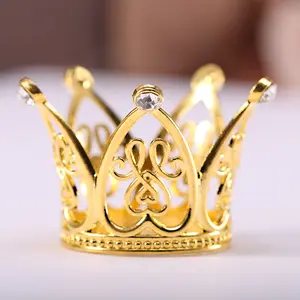 厂家批发蛋糕装饰皇冠儿童水钻装饰3厘米金色迷你合金皇冠