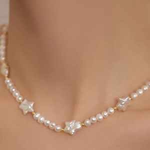 Collier tendance pour femme Star Love, argent 925, perle d'eau douce baroque, luxe léger, chaîne de clavicule de niche, perle d'eau douce naturelle - Product Image 3