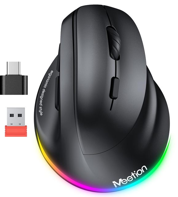Meetion BTM010R Ergonomic Rechargeable Wireless Ergonomic Vertical Office Mouse 2.4G Optical Vertical Mice With 4 Adjustable DPI